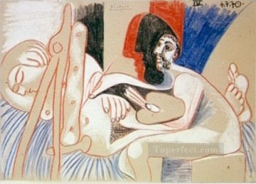 パブロ・ピカソ Painting - アーティストとそのモデル L アーティストと息子モデル 1970 年 8 月 キュビスト パブロ ピカソ
